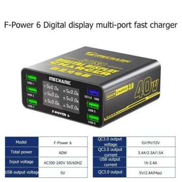 Mechanic Digital Display Multi-port Charger F-Power 6