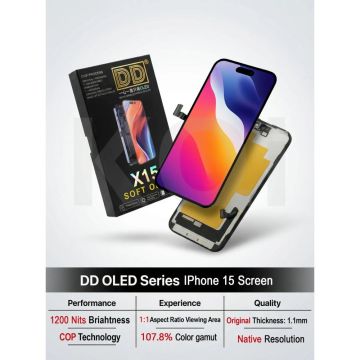 Ecran iPhone 15 DD Soft OLED (Compatible transfert IC)