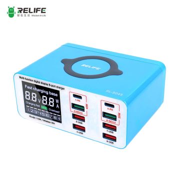 RELIFE RL-304S Multifunctional Digital Disply 8 Port Charger/Wide Voltage