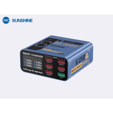 SUNSHINE SS-304Q smart charger/6 USB ports/wide voltage/ghost blue