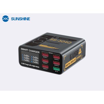 SUNSHINE SS-304Q smart charger/6 USB ports/wide voltage/ghost gray